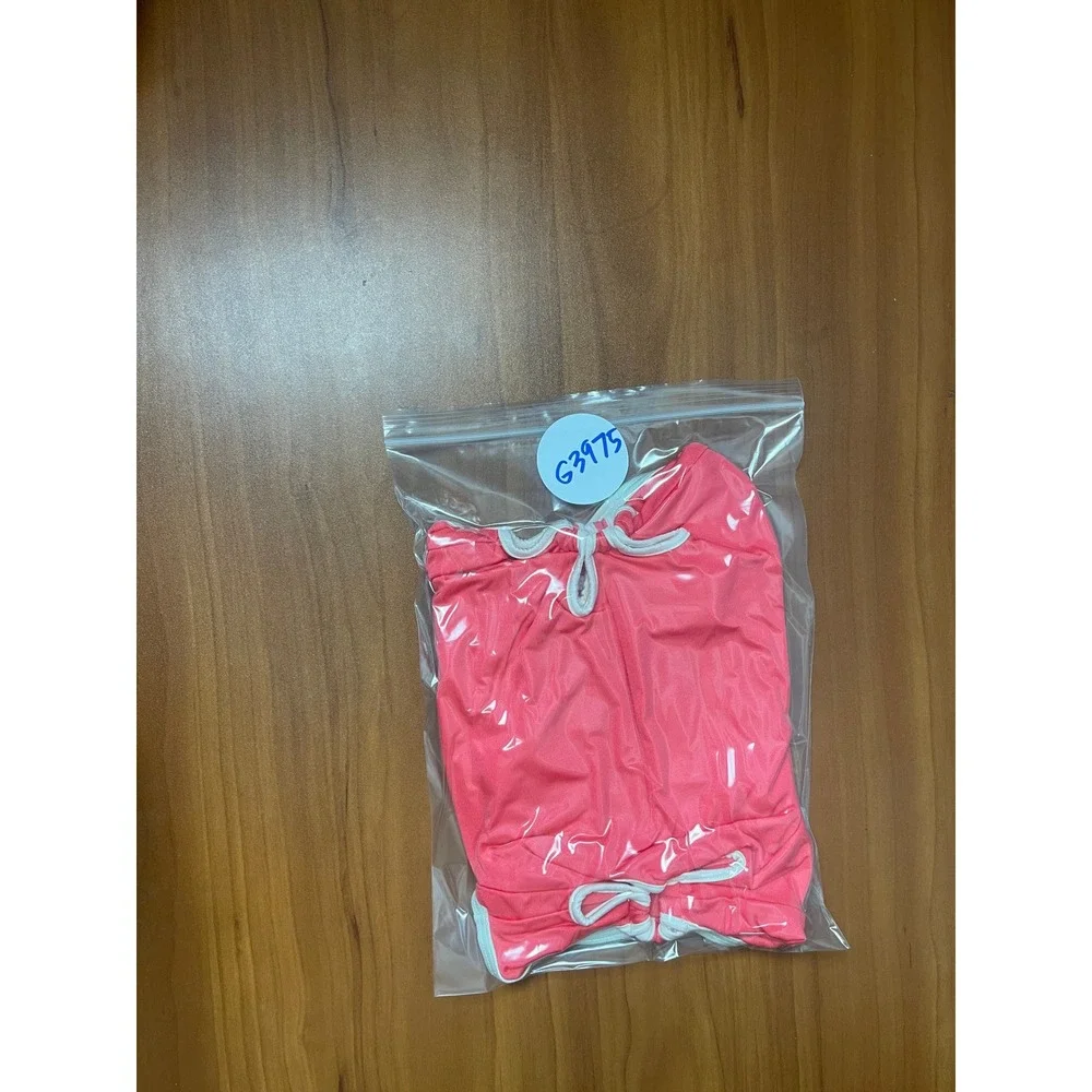 Cat & Jack Girls Coral Pink One Piece Swimsuit White Trim Cutouts Size 6/7 Small